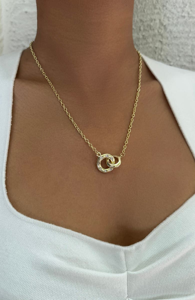 Adornia Cubic Zirconia Link Pendant Necklace, Alternate, color, Gold