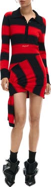 Desigual Stripe Side Drape Long Sleeve Minidress
