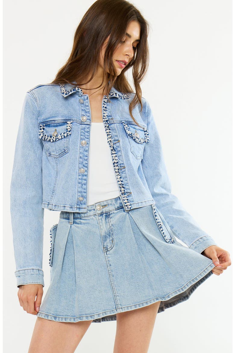 Valerien Mid Rise Mini Skirt, Alternate, color, Light Wash