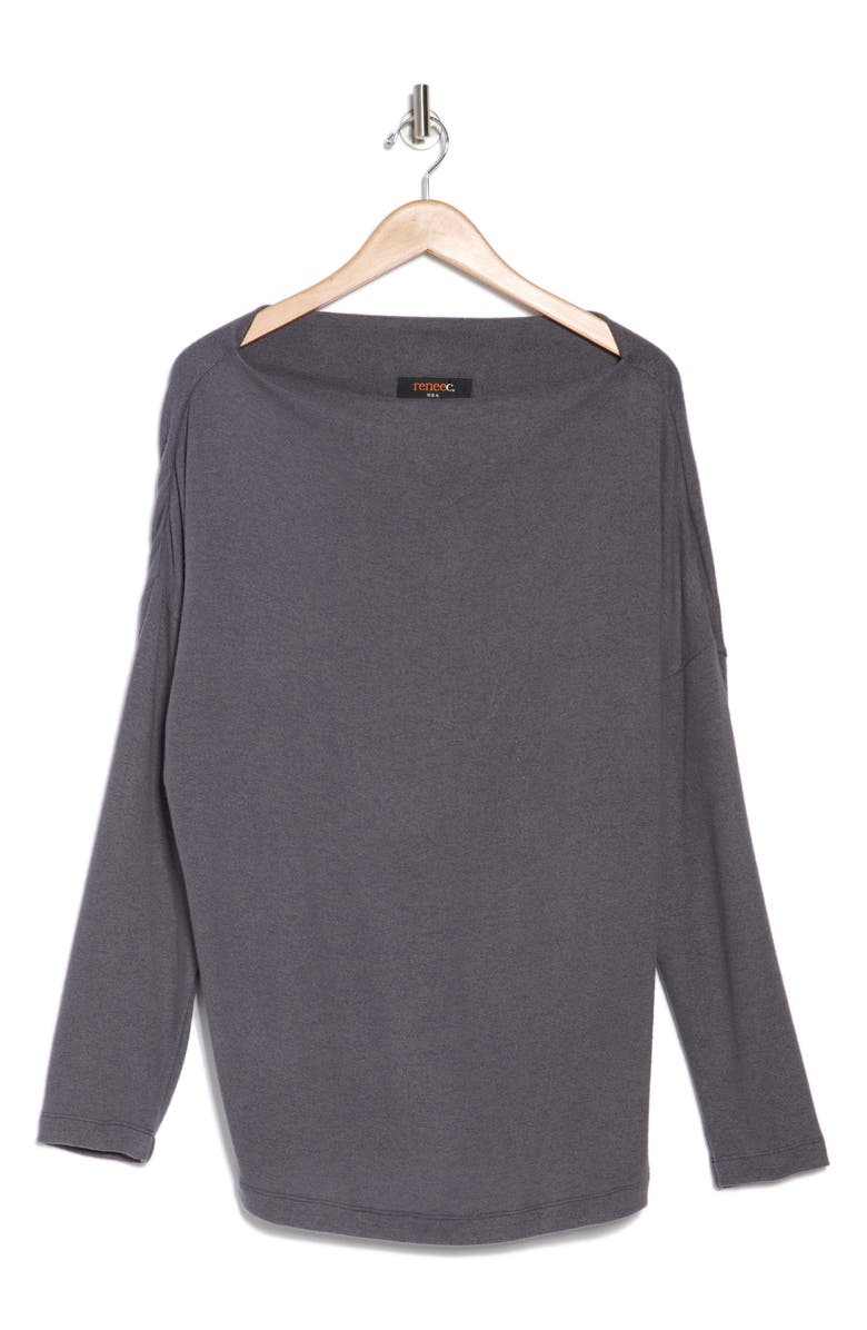 Renee C Brushed Knit Long Sleeve Top, Alternate, color, Charcoal