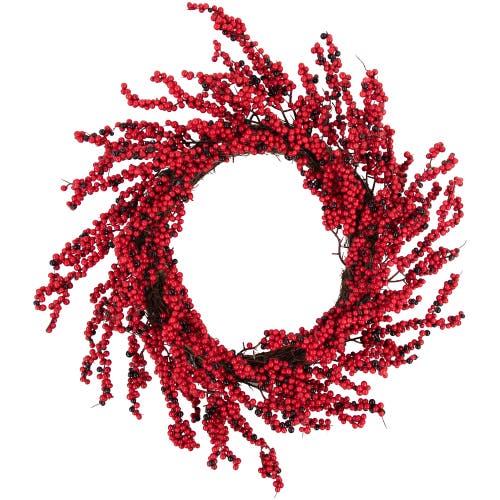 Northlight Red and Burgundy Berry Artificial Christmas Wreath, 22-Inch Unlit 