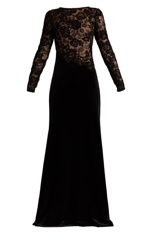 Tadashi Shoji Embroidered Bodice Long Sleeve Gown In Multi
