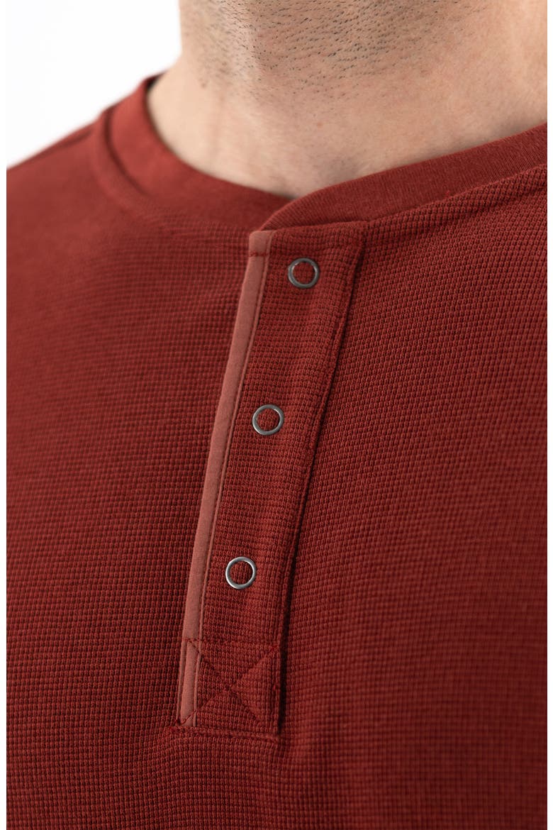 Long Sleeve Thermal Cotton Blend Henley, Alternate, color, FIRED BRICK