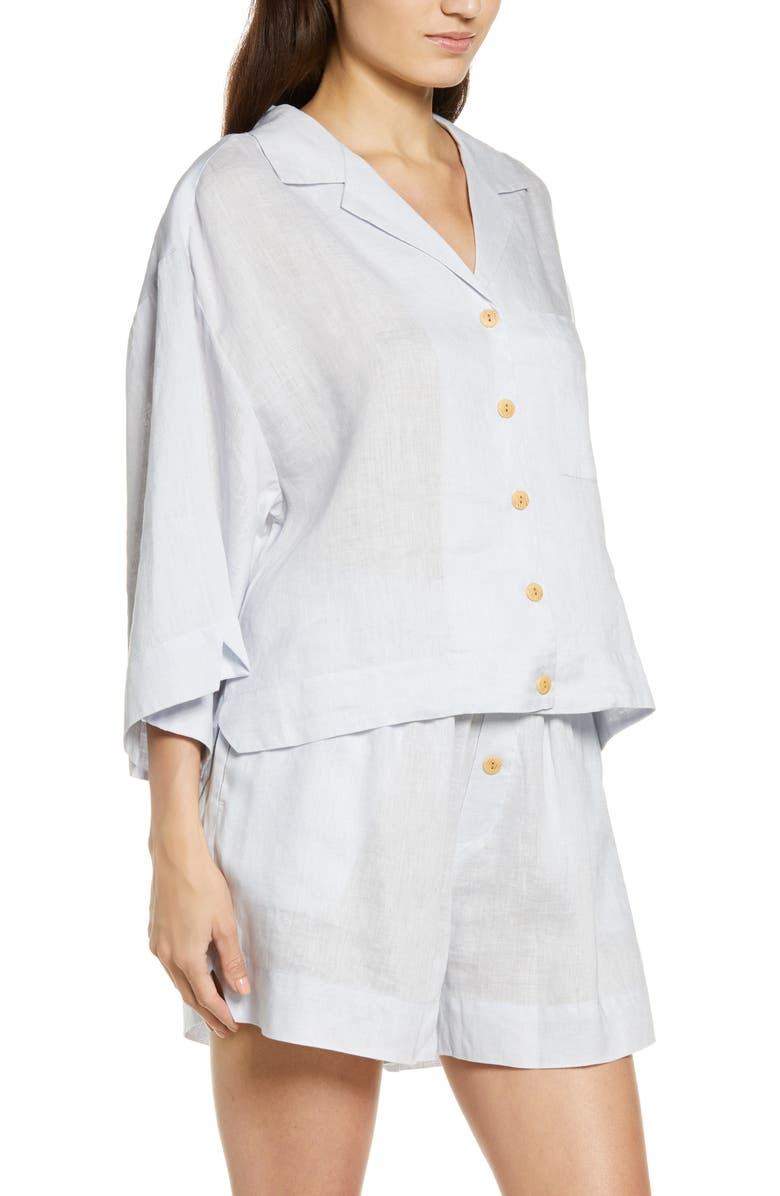 Homebodii Women's Riviera Linen Short Pajamas, Alternate, color,