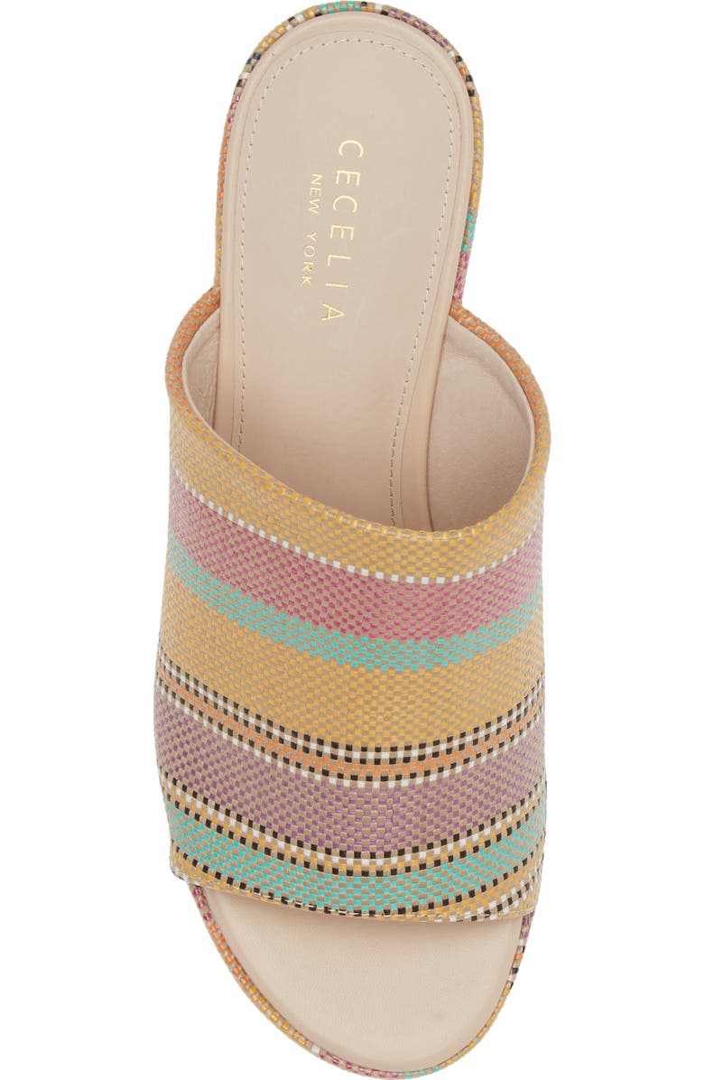 Cecelia New York Frost Wedge Slide Sandal, Alternate, color, Beige Multi Raffia