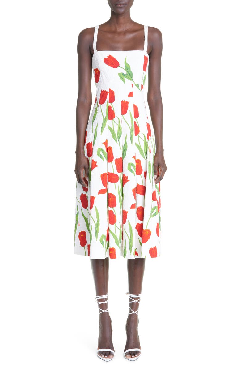 Oscar de la Renta Tulip Cotton Blend Dress, Main, color, 