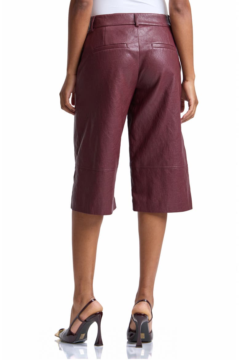Pintuck Faux Leather Trouser Shorts, Alternate, color, WINE