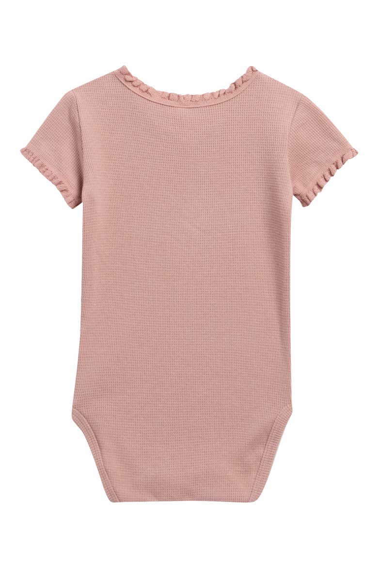 Ruffle Organic Cotton Waffle Bodysuit, Alternate, color, MAUVE