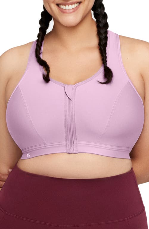 Glamorise Full Figure Zip-Up Sports Bra in Lavender at Nordstrom, Size 40Dd