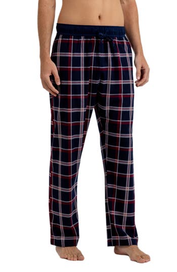 Rainforest Brushed Plaid Flannel Lounge Pants In Navy/red