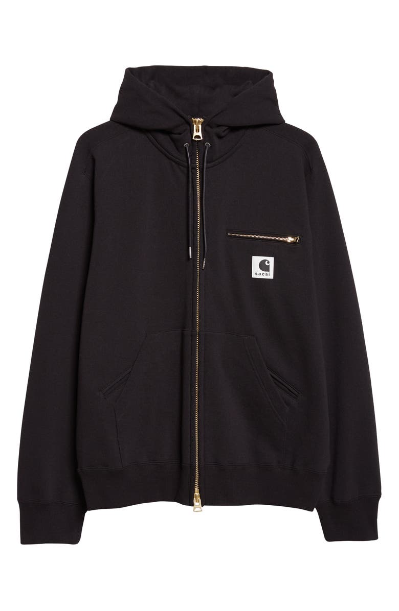 Sacai Carhartt WIP Cotton Jersey Full Zip Hoodie, Main, color, 