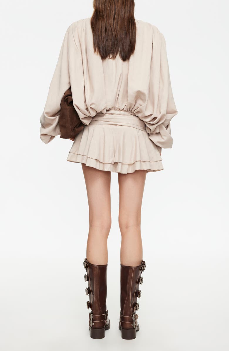LIONESS Elements Pleated Long Sleeve Minidress, Alternate, color, Beige