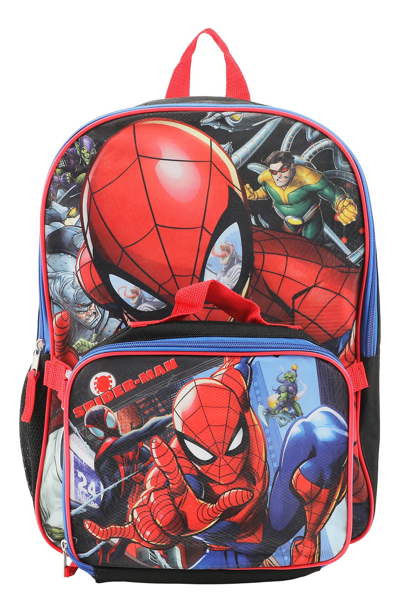 BIOWORLD Kids' Spider Man Backpack with Lunch Bag, Main, color, 