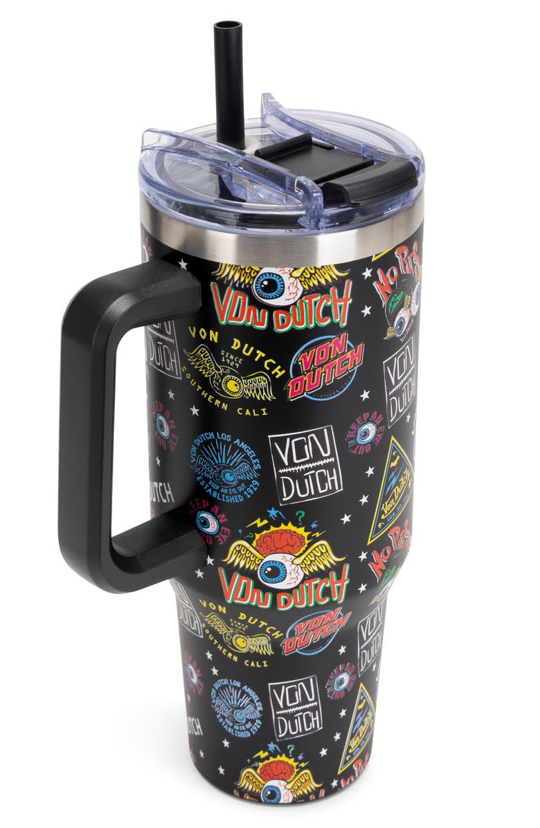 Von Dutch 40oz Double Walled Insulated Stainless Steel Tumbler, Alternate, color, Black Jax