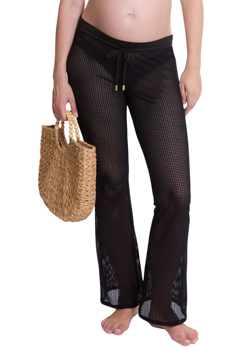 Milos Sheer Maternity Cover-Up Pants, Main, color, BLACK