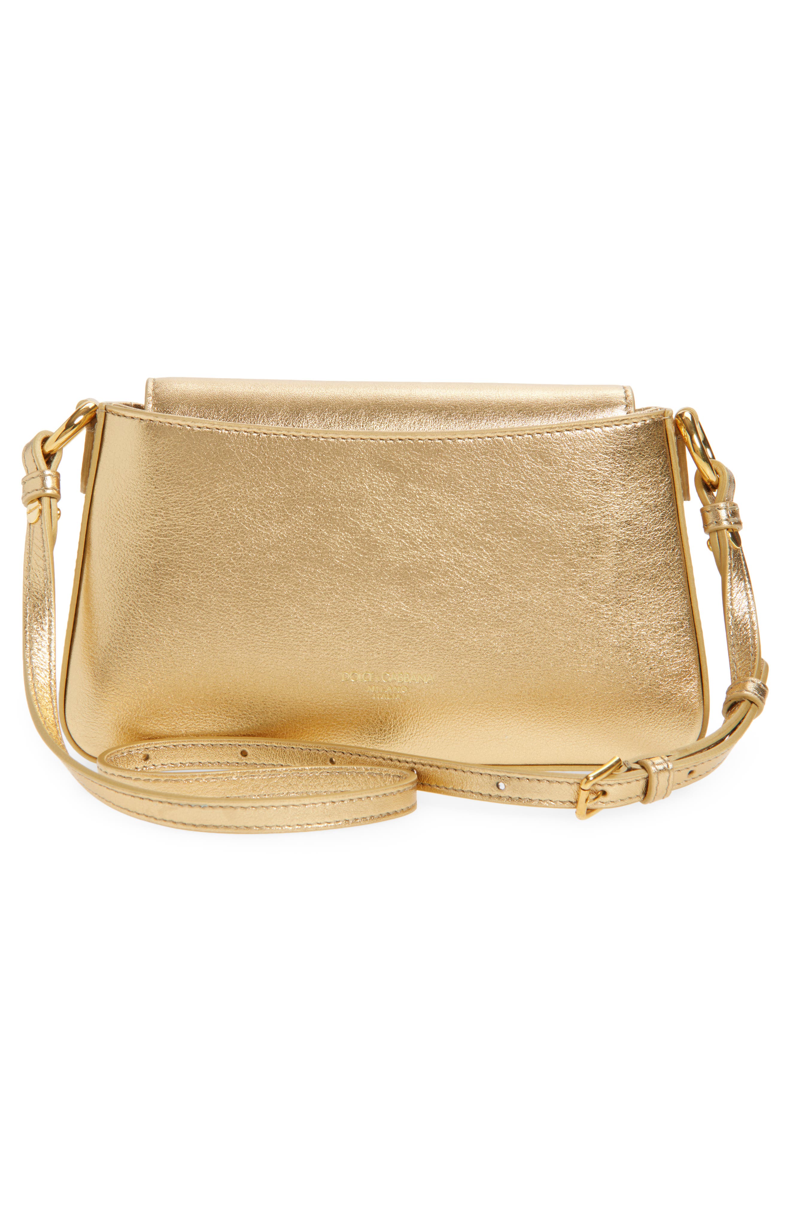 Dolce&Gabbana Sicilian Street Leather Shoulder Bag, Alternate, color, 8H945 Oro