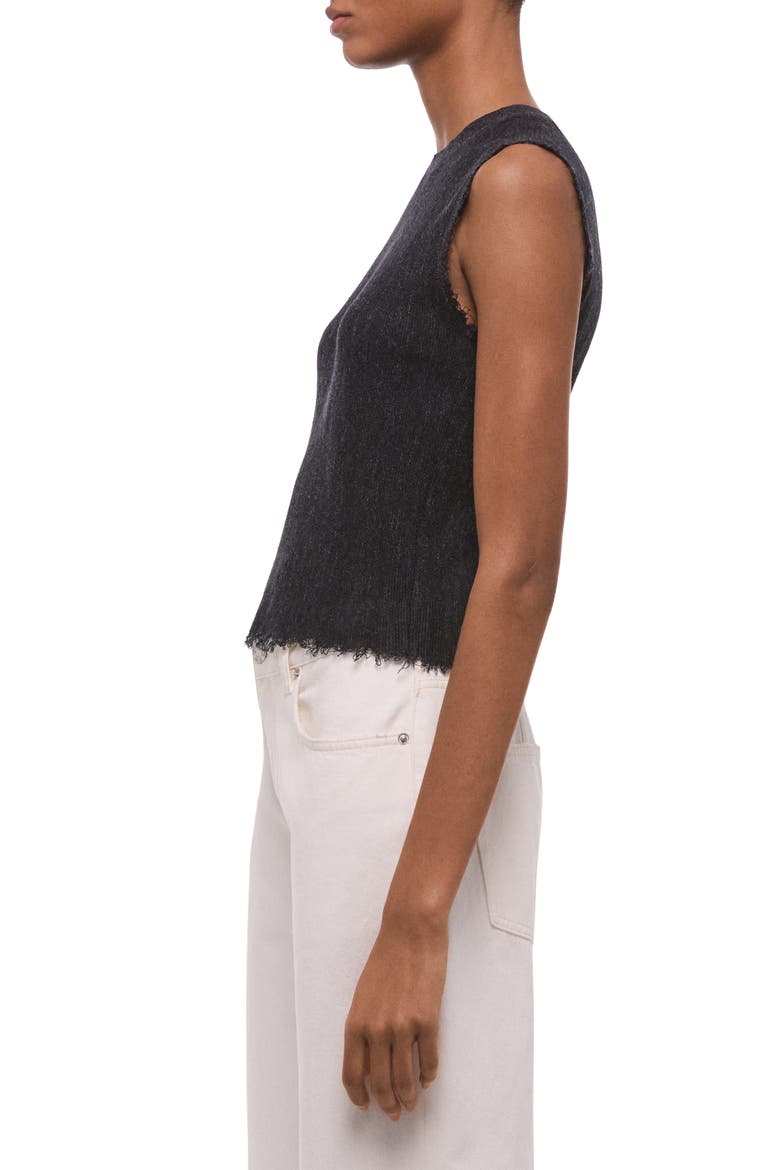 Raw Edge Linen Blend Sweater Tank, Alternate, color, BLACK