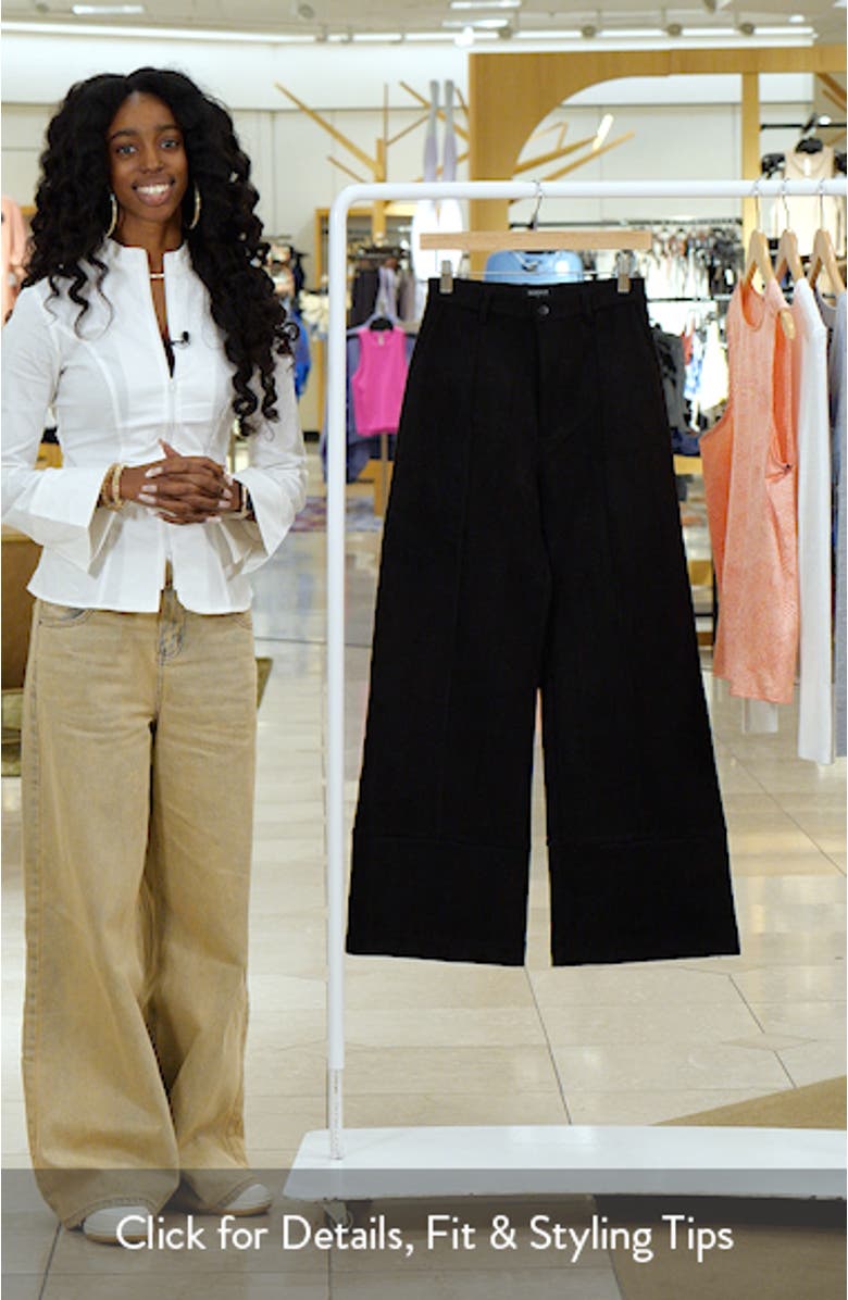 Marlowe Faux Suede Wide Leg Pants, sales video thumbnail