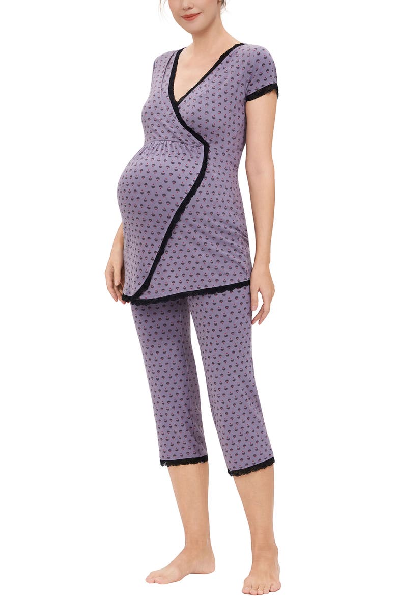 Luna Maternity Nursing 2-Piece Pajama Set, Alternate, color, Gray