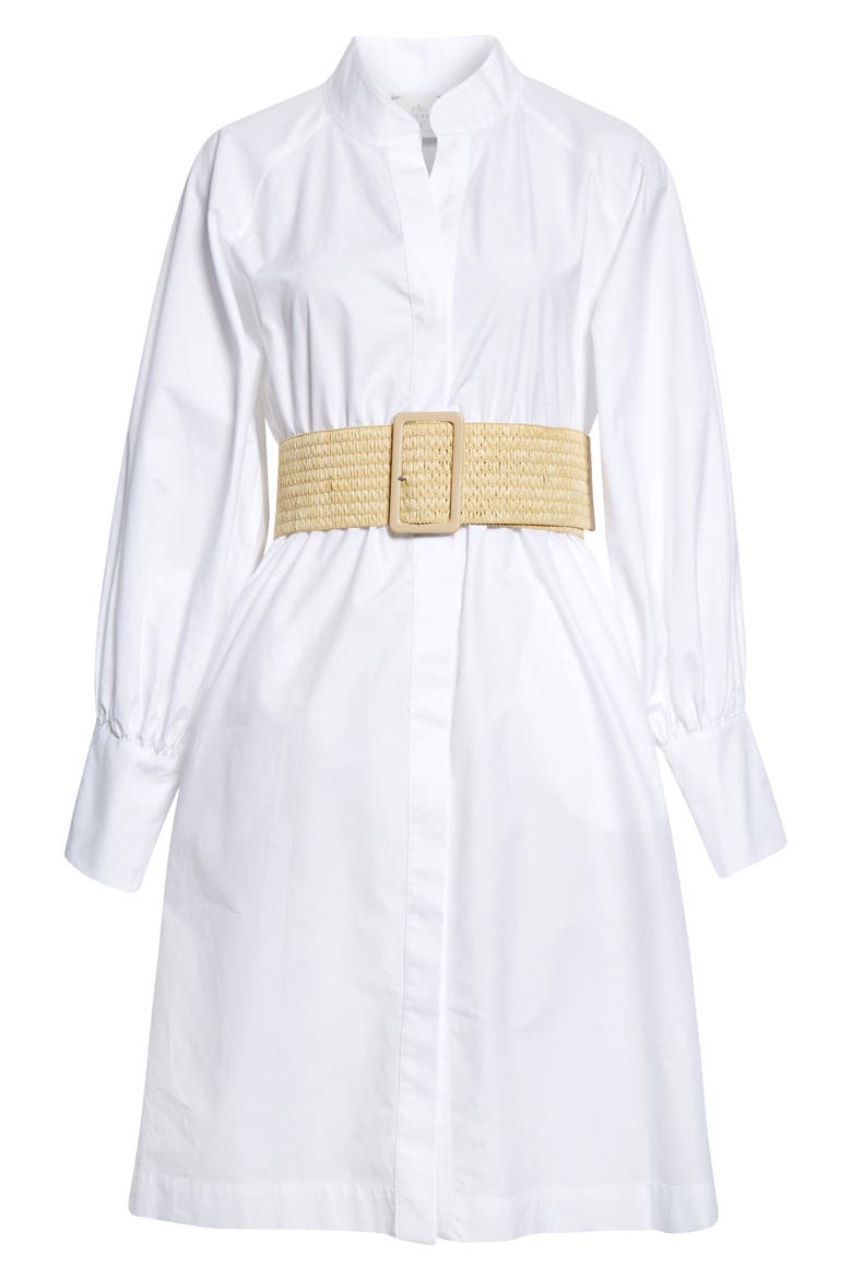 Long Sleeve Cotton Poplin Shirtdress, Alternate, color, 01- WHITE
