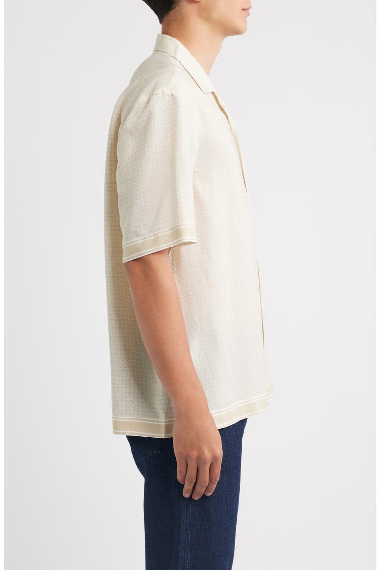 Lars Relaxed Fit Micropattern Camp Shirt, Alternate, color, OPEN BEIGE