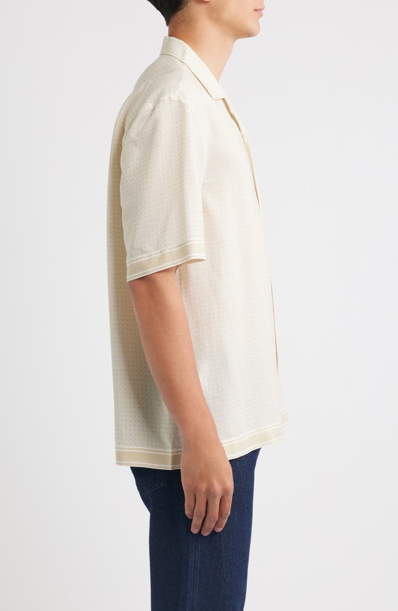 BOSS Lars Relaxed Fit Micropattern Camp Shirt, Alternate, color, Open Beige