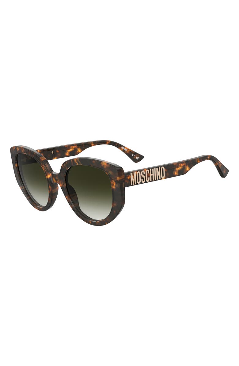 Moschino 53mm Gradient Cat Eye Sunglasses, Alternate, color, Havana