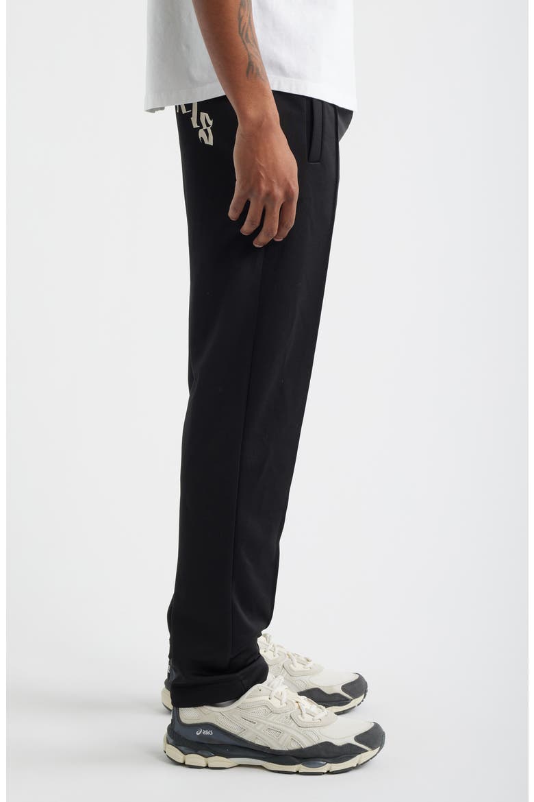 Back Curved Logo Track Pants, Alternate, color, BLACK OFF WHITE