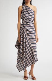 A.L.C. Lyn Stripe One-Shoulder Linen Blend Sundress