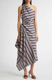 A.L.C. Lyn Stripe One-Shoulder Linen Blend Sundress