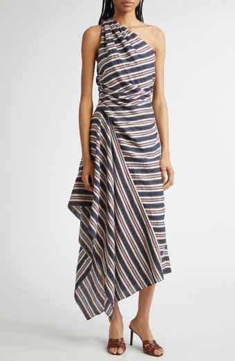 A.L.C. Lyn Stripe One-Shoulder Linen Blend Sundress