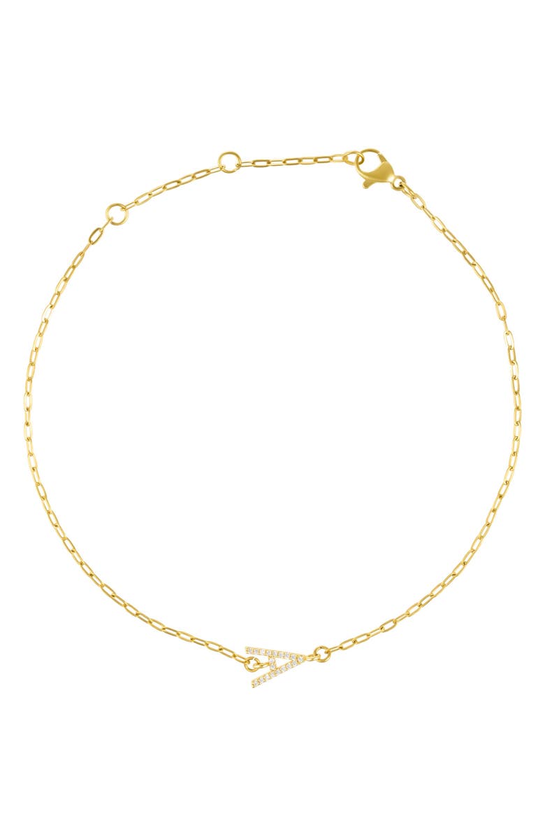 Adornia Pavé Cubic Zirconia Initial Anklet, Main, color, Gold-A