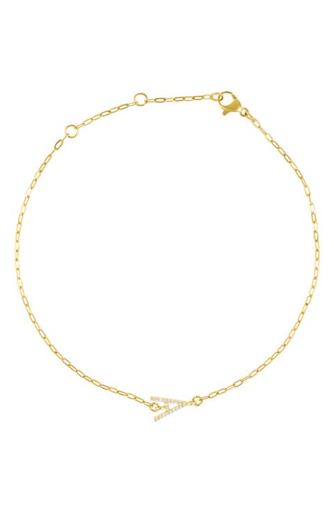 Pavé Cubic Zirconia Initial Anklet