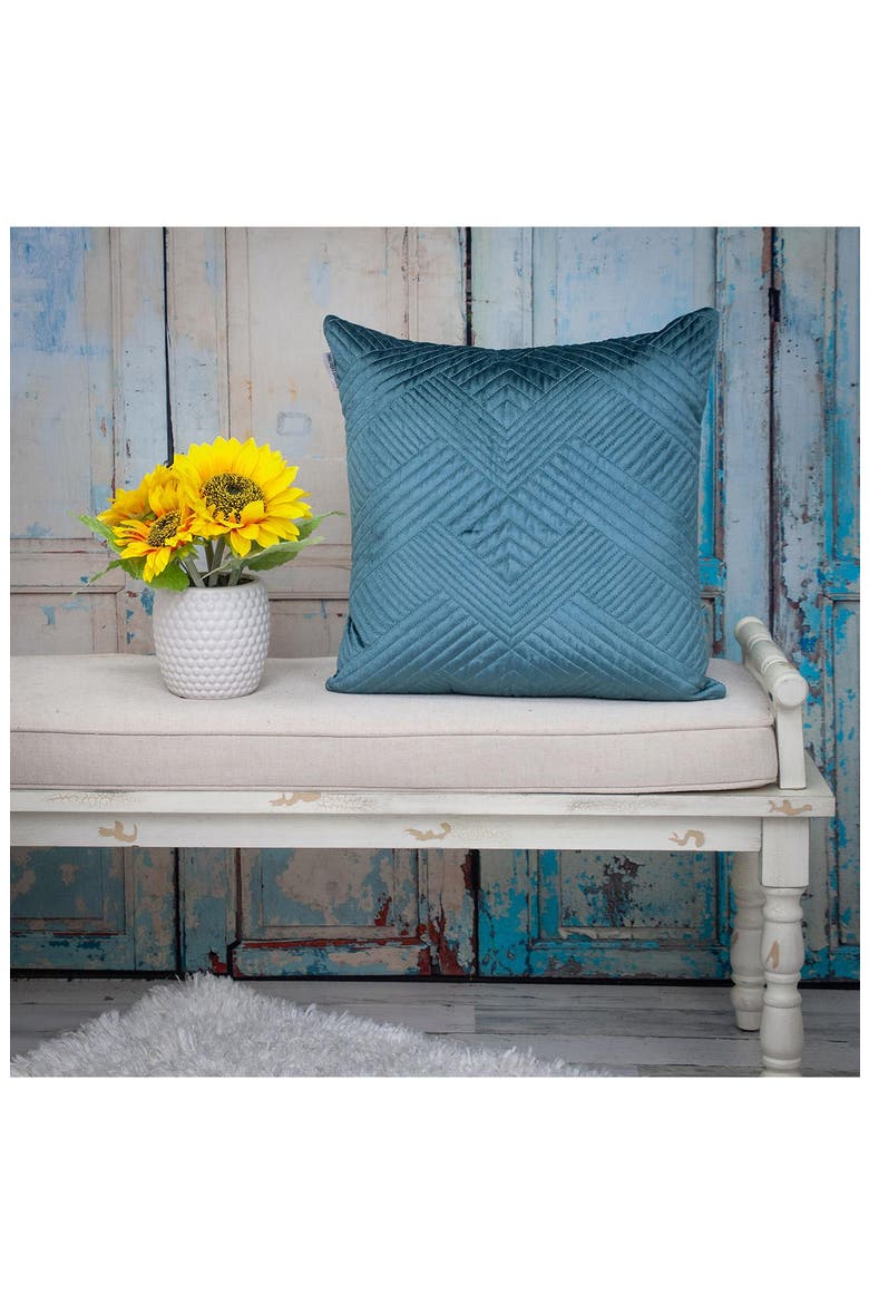 Gaia Topstitched Throw Pillow, Alternate, color, TEAL