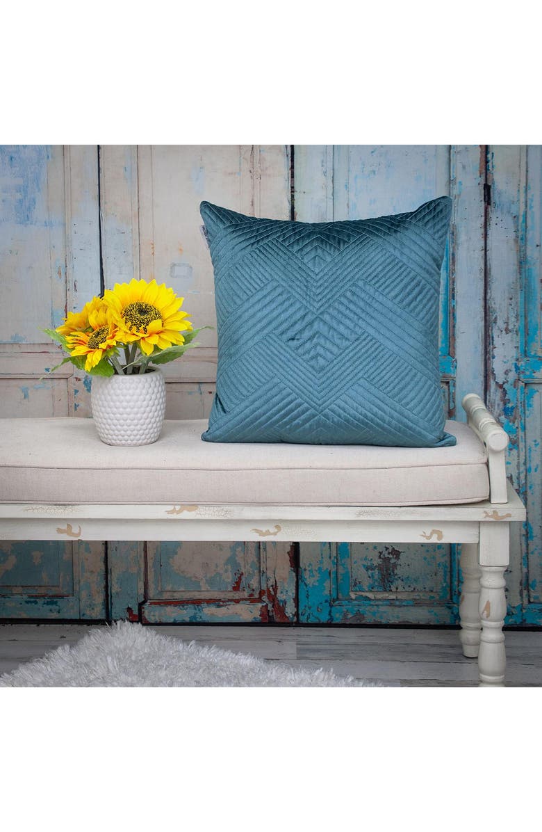 PARKLAND COLLECTION Gaia Topstitched Throw Pillow, Alternate, color, Teal