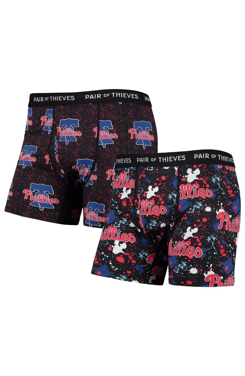 Pair of Thieves Men's Pair of Thieves Black Philadelphia Phillies Super Fit 2-Pack Boxer Briefs Set, Main, color, 
