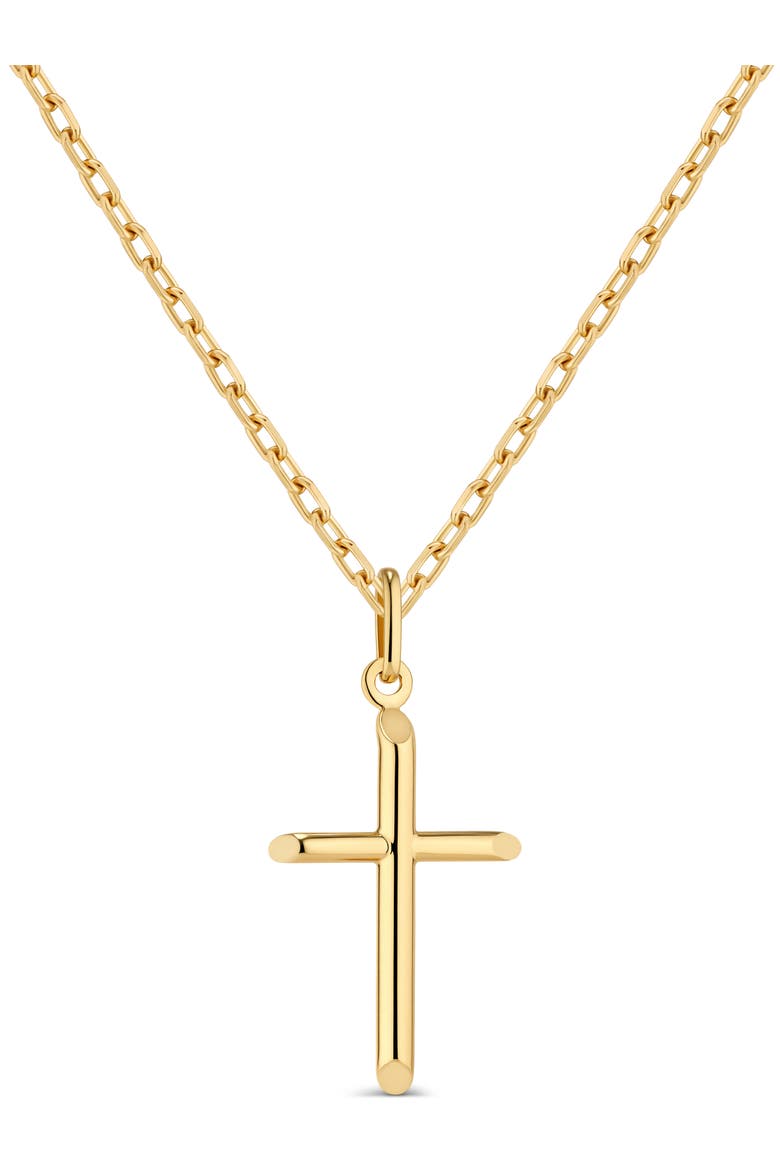 Cross Tube Pendant with Cable Chain Necklace in 14K Gold, Main, color, Gold