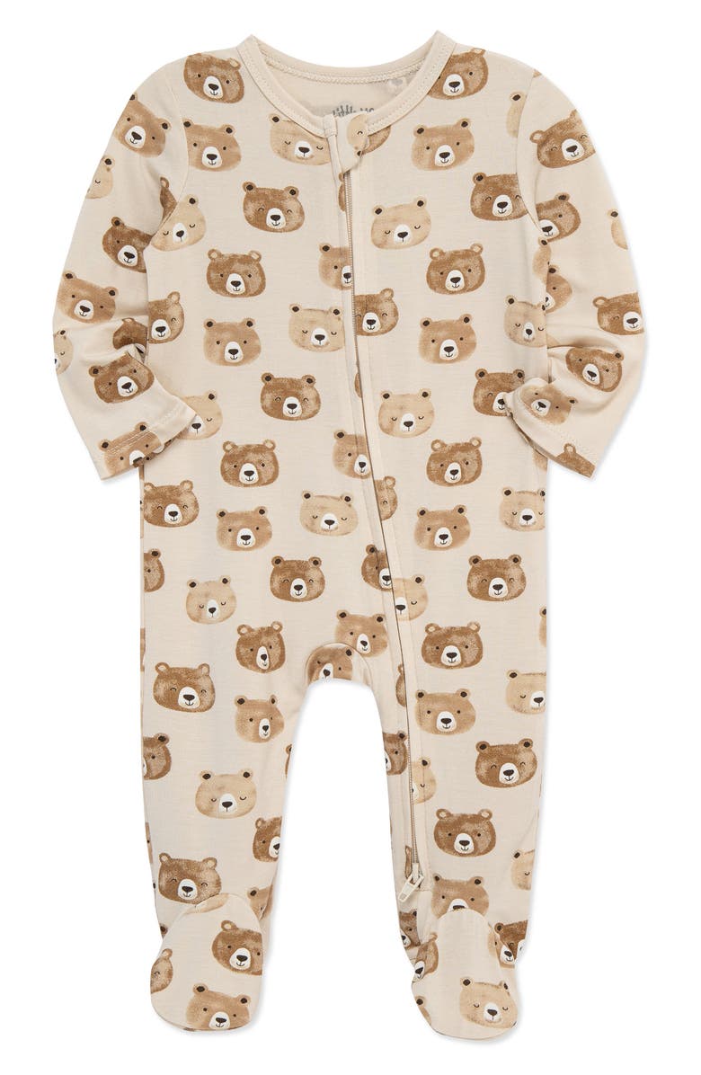 Little Me Happy Bears Stretch Viscose Footie, Alternate, color, Tan