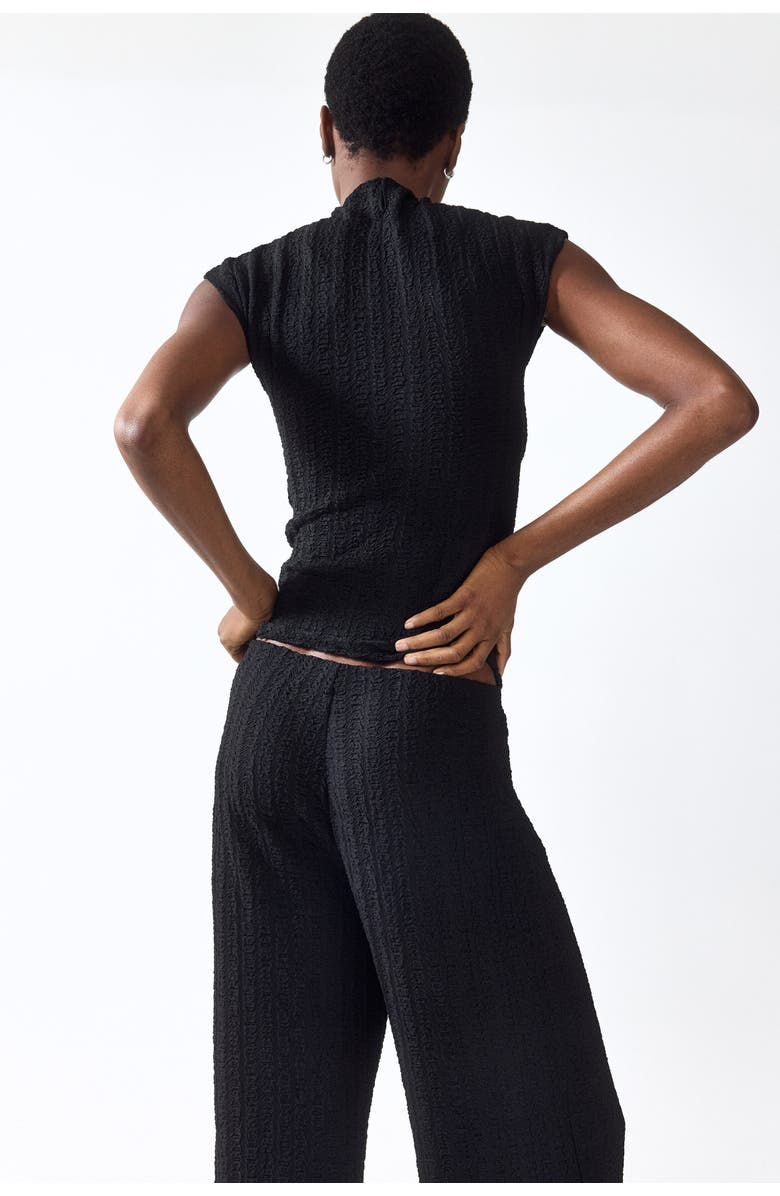 H&M Textured Jersey Trousers, Alternate, color, Black