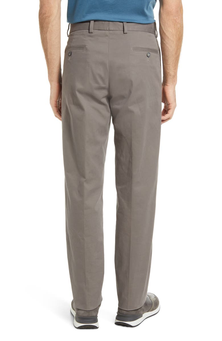 Berle Charleston Khakis Flat Front Stretch Sateen Pants, Alternate, color, Grey