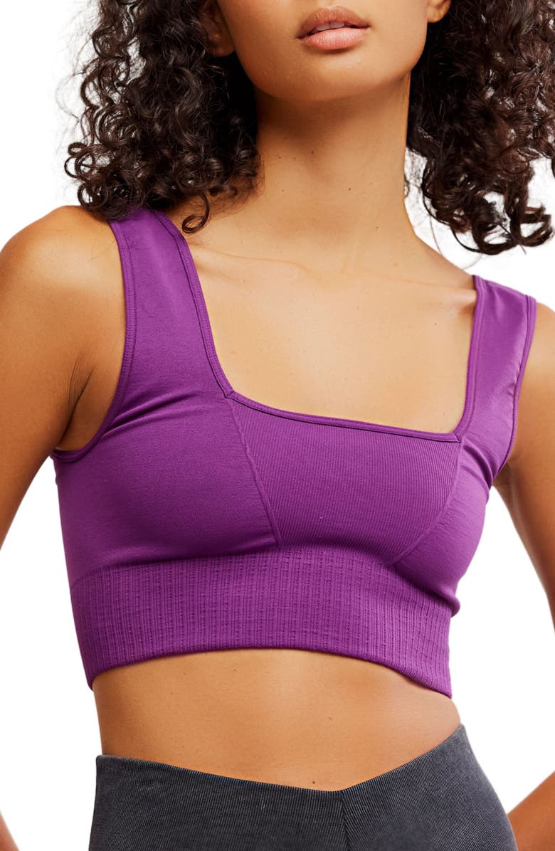 FP Movement by Free People FP Movement Karma Square Neck Sports Bra, Main, color, Dark Plum