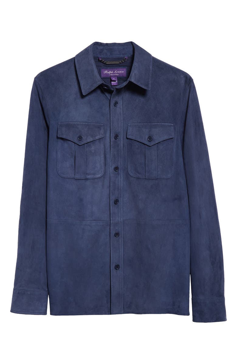 Ralph Lauren Purple Label Barron Suede Shirt Jacket, Alternate, color,