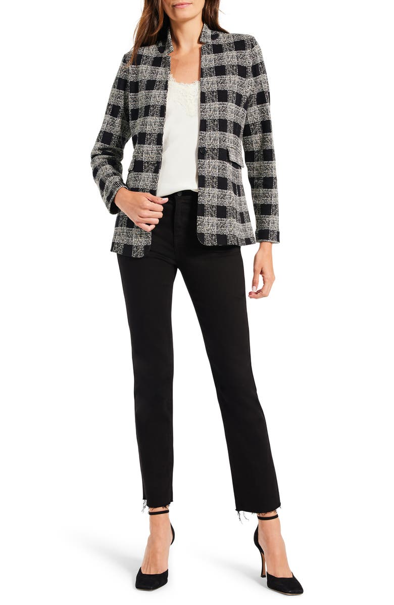 NIC+ZOE Perfectly Plaid Metallic Cotton Blend Knit Blazer, Alternate, color, 