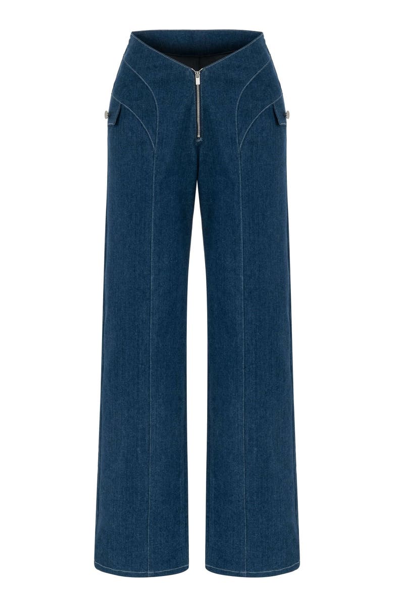 Jendue US Myla Denim Jean - Women's High-Waisted Wide Leg, Alternate, color, Deep Blue