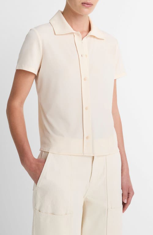 Shop Vince Short Sleeve Button-up Shirt In Flaxen