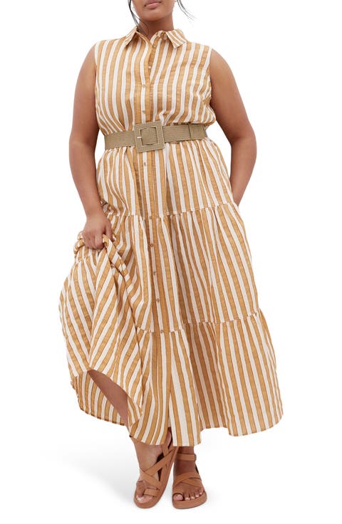 Clean Lines Belted Midi Dress (Plus)