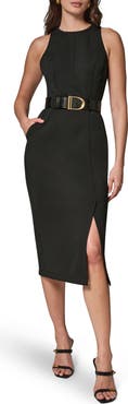 Donna Karan New York Sleeveless Belted Sheath Dress