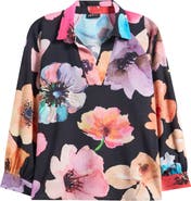 APNY Print Split Neck Top