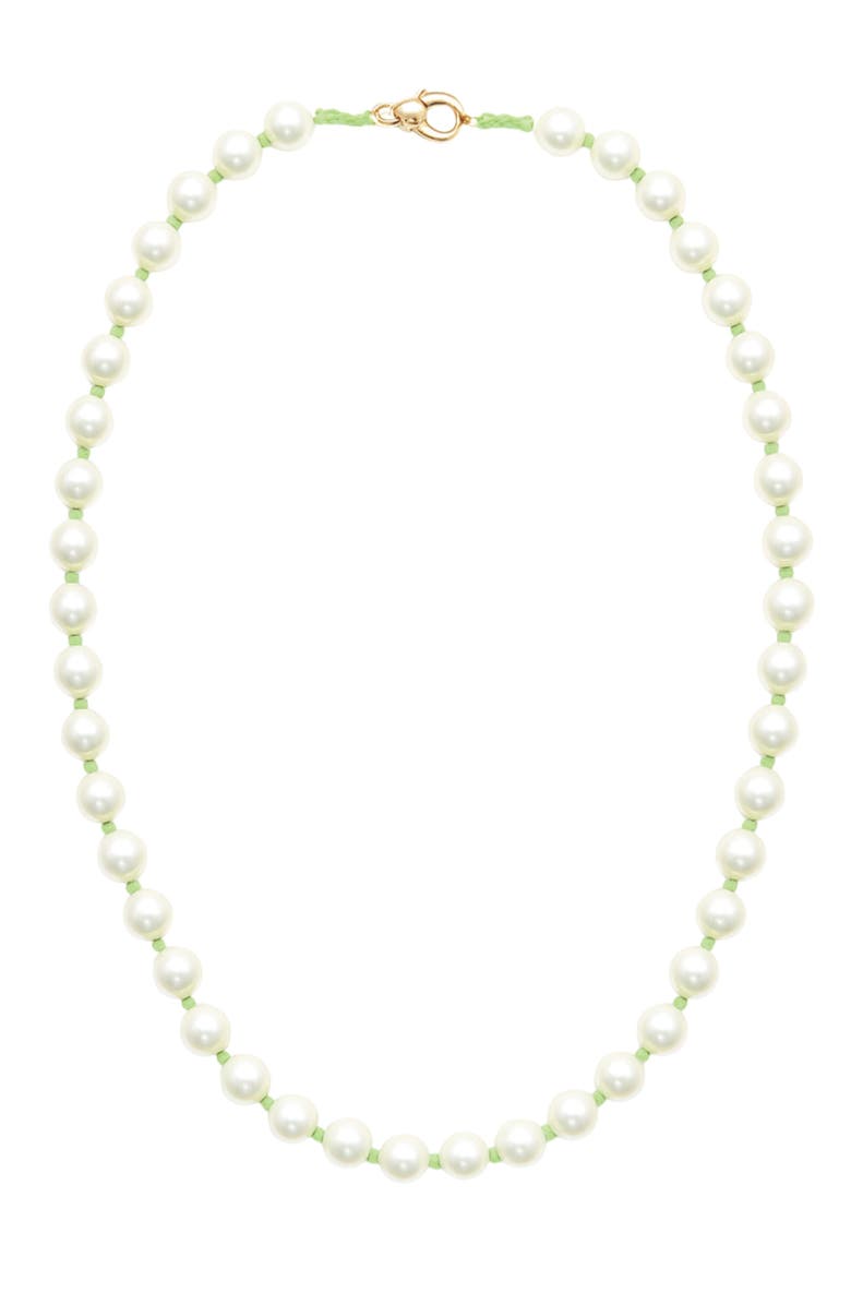 Emerson & Oliver Hand Knotted Pearl Necklace, Main, color, Green