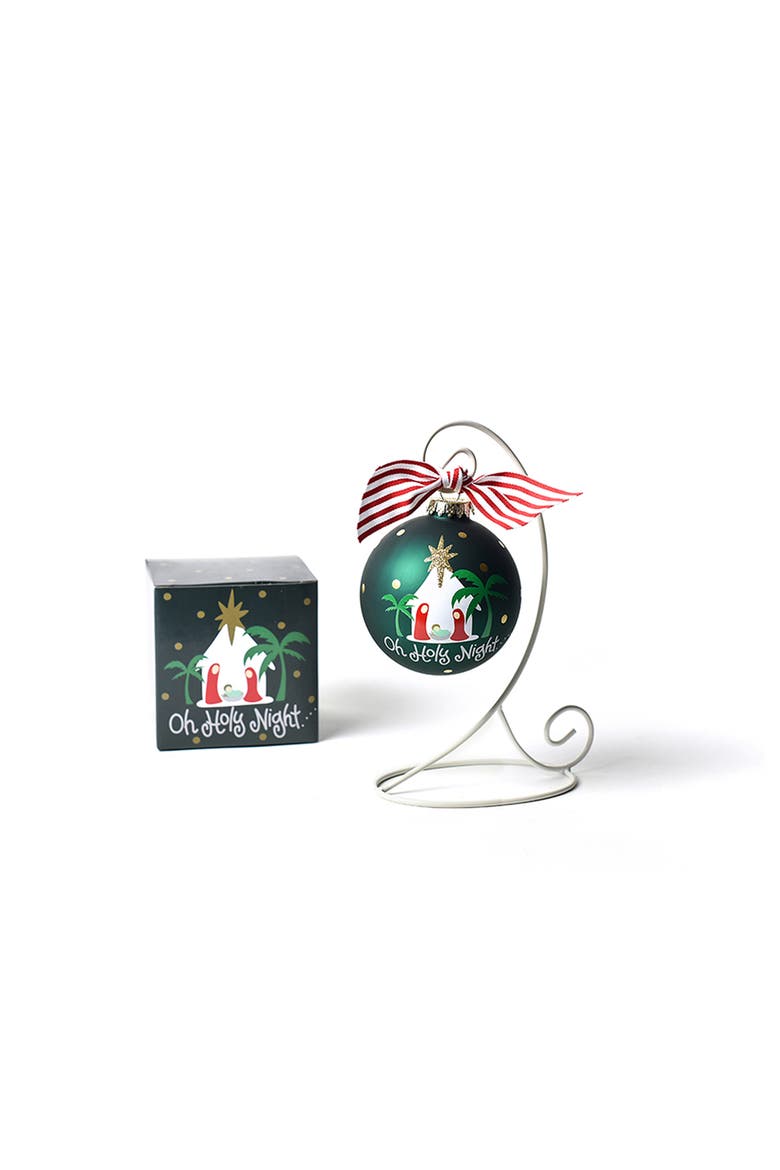 O Holy Night in Color Glass Ornament with White Stand, Main, color, Grey
